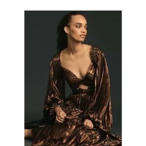 Acler Metallic Brown Long Sleeve Dress
